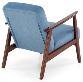 Fotel tapicerowany MILANO 1S niebieski/orzech HALMAR
