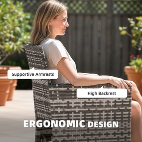 Outsunny 2-częściowy zestaw rattanowych krzeseł ogrodowych z poduszkami i stalową ramą, Szare | Aosom PL