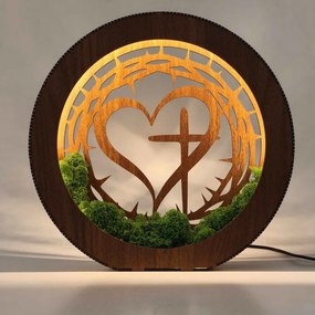 Ściemnialna lampa LED Serce z krzyżem | JEZUE