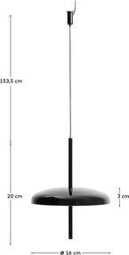 Czarna lampa sufitowa LED ze ściemniaczem z metalowym kloszem ø 16 cm Porte – Kave Home