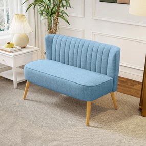 HOMCOM Sofa 2-osobowa, miękka tapicerka, łatwa w pielęgnacji, do 220 kg, 117 x 56,5 x 77 cm, niebieska | Aosom PL
