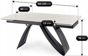 Zestaw Stół Rozkładany DEVON 160-220 cm Biały Marmur/Czarny i 4 Krzesła CITY Kremowe