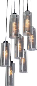 Lampa wisząca art deco czarna z przydymionym szkłem 7-świateł - Laura