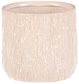 Ceramiczna doniczka, biała-beżowa, 15 x 15 x 13 cm, 13 cm