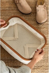 Kremowy tekstylny pojemnik 38x26x16 cm Bamboo/Linen – Bigso