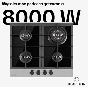 Klarstein Alchemist 60cm Płyta gazowa 4 palniki Srebrny