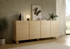 Komoda Zissa 4D 200 cm – duża komoda do salonu, nowoczesna, dąb Vicenza, bez uchwytów