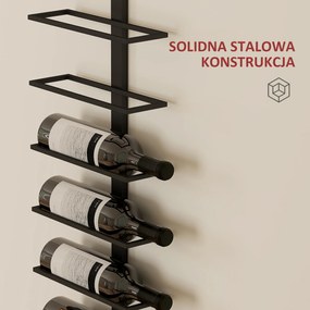 HOMCOM Regał na wino metalowy uchwyt ścienny na 10 butelek do kuchni salonu domowego baru czarny | Aosom PL