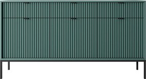 Komoda: 3 szuflady, 3 drzwi, Labrador, czarna, 154 x 83 x 39 cm, czarne uchwyty