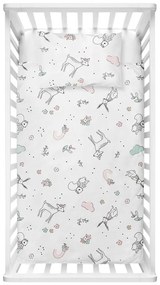 Biała pościel dziecięca do łóżeczka z bawełny renforcé 100x150 cm Flowers – Mijolnir