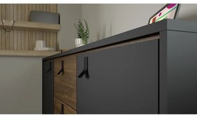 Czarna komoda w dekorze orzecha 150x72x40 cm Ry – Tvilum