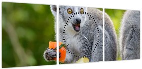 Obraz lemura (z zegarem) (90x30 cm)