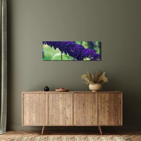 Obraz niebieskiego kwiatu (z zegarem) (90x30 cm)
