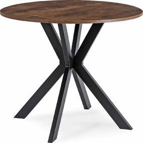 Stół Okrągły LAUREN 90 cm Dąb Rustykalny/Czarny Loft Nowoczesny