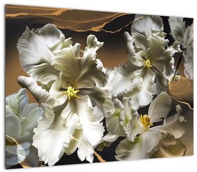 Obraz - Orchidea kwiaty na marmurowym tle (70x50 cm)