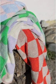 Pomarańczowo-beżowy ręcznik kąpielowy z bawełny organicznej frotte 70x133 cm Retro – Mette Ditmer Denmark