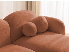 Narożnik z materiału bouclé (prawostronny/z szezlongiem) w kolorze terakoty Orbit – Ropez