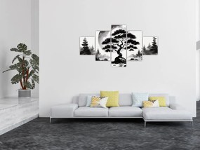 Obraz – Czarno-biały bonsai (125x70 cm)