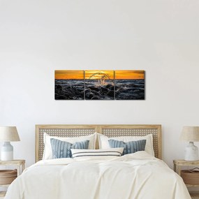 Obraz fal morskich (z zegarem) (90x30 cm)