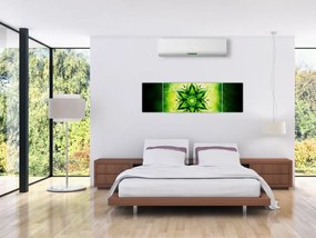 Obraz - Kwiatowa mandala na zielonym tle (170x50 cm)