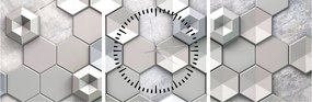 Obraz abstrakcji 3D (z zegarem) (90x30 cm)
