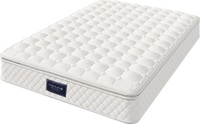 Materac sprężynowy 140x200 cm pianka gr. 25 cm - twardość H3 - pokrowiec pikowany z mikrofibry - Biały