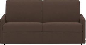 Kanapa 3-osobowa z ekspresowym mechanizmem rozkładania z tkaniny CALIFE - Kolor: brązowy - Wymiary miejsca do spania: 140 cm - Materac 18 cm