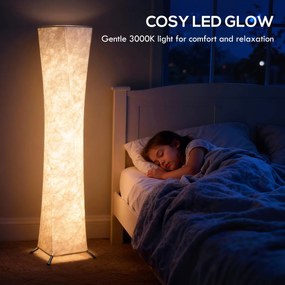 HOMCOM Lampa stojąca z kloszem w stylu papieru, przełącznik nożny, 3 poziomy jasności, biały