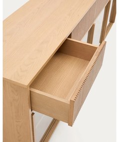 Witryna w dekorze dębu z drzwiami przesuwnymi w naturalnym kolorze 200x80x40 cm Helvine – Kave Home