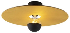 Lampa sufitowa czarna z płaskim kloszem żółtym 45 cm - Combi Nowoczesny Oswietlenie wewnetrzne