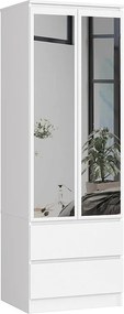 Szafa AKORD S60 Biała 60 cm z lustrem 2 drzwi 2 szuflady kolor Biały mat 1 półka 60x51x180 cm