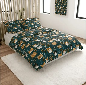 PrzytulneMieszkanie.pl PrzytulneMieszkanie.pl Bawełniana pościel CATTAMI POLY ciemnozielona Rozmiar pościeli: 70 x 90 cm | 140 x 200 cm