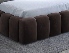 Ciemnobrązowe tapicerowane łóżko dwuosobowe ze schowkiem ze stelażem 160x200 cm Lamica – ELTAP