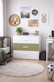 Komoda do pokoju nastolatka kaszmir + zielony M2-H01