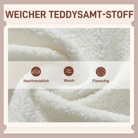 HOMCOM Fotel tapicerowany pikowany w romby, pokrycie z materiału imitującego futro misia, z poduszką dekoracyjną, 88 x 75 x 106 cm, Biały