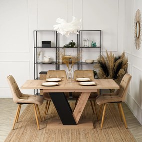 Stół Prostokątny Rozkładany CLARK 120-160 cm Dąb Artisan/Czarny Nowoczesny Loft