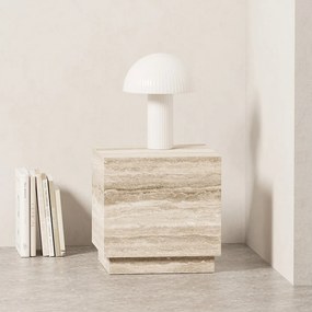 Stolik pomocniczy z trawertynu – beżowy – Heron