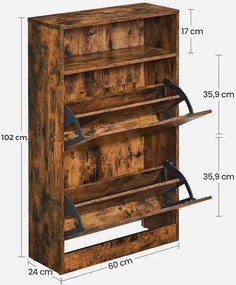 Industrialna wąska szafka na buty do przedpokoju dąb rustykalny - Unifix