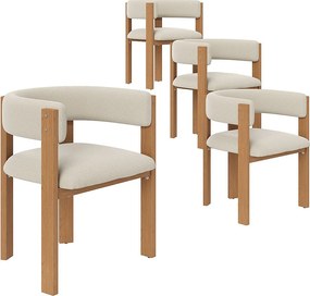 Zestaw 4 krzeseł do jadalni ergonomicznych - 54,5 x 44 x 72,5 cm - z wyściółką i nogami z żelaza - flanela - beżowy i naturalny