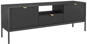 Szafka RTV - 2 drzwi, 1 szuflada i 1 wnęka - Czarna - LIOUBA marki Pascal Morabito