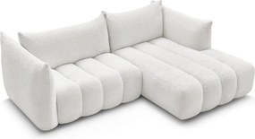 Biały narożnik z materiału bouclé (prawostronny/z szezlongiem) Azra – Bobochic Paris
