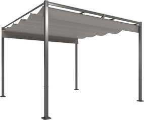 Outsunny Pergola ogrodowa 3 x 3 m z chowanym dachem, pawilon, baldachim zapewniający cień, UPF30+, Grau | Aosom PL