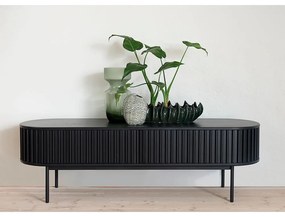Czarna szafka pod TV w dekorze dębu 48x160 cm Siena – Unique Furniture
