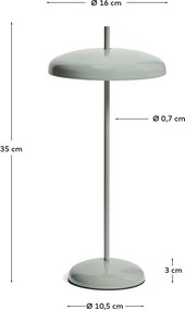 Jasnozielona lampa stołowa LED ze ściemniaczem z metalowym kloszem (wysokość 35 cm) Porte – Kave Home