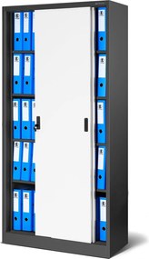 Przesuwna szafa biurowa Kuba 90x40x185 cm antracyt/biały