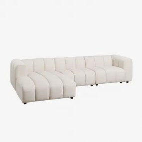 Sofa Modułowy Z Lewym Szezlongiem, 3-częściowy, Z Tkaniny Bouclé Eliot Bukla Kremowy Beż - Sklum