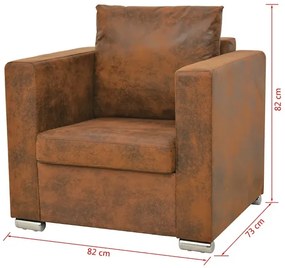 Brązowy fotel z ekoskóry F8-S45