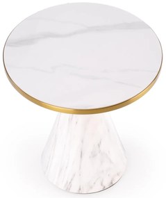 Ława okrągła spiek biały marmur/biały/złoty 50/52 cm TALBI