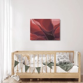 Obraz na szkle - Czerwony abstrakcyjny kwiat N⁰2 (70x50 cm)