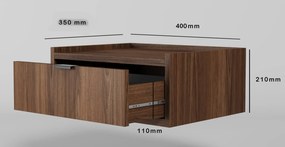 Stolik nocny z szufladą wiszący orzech warmia L3-L57